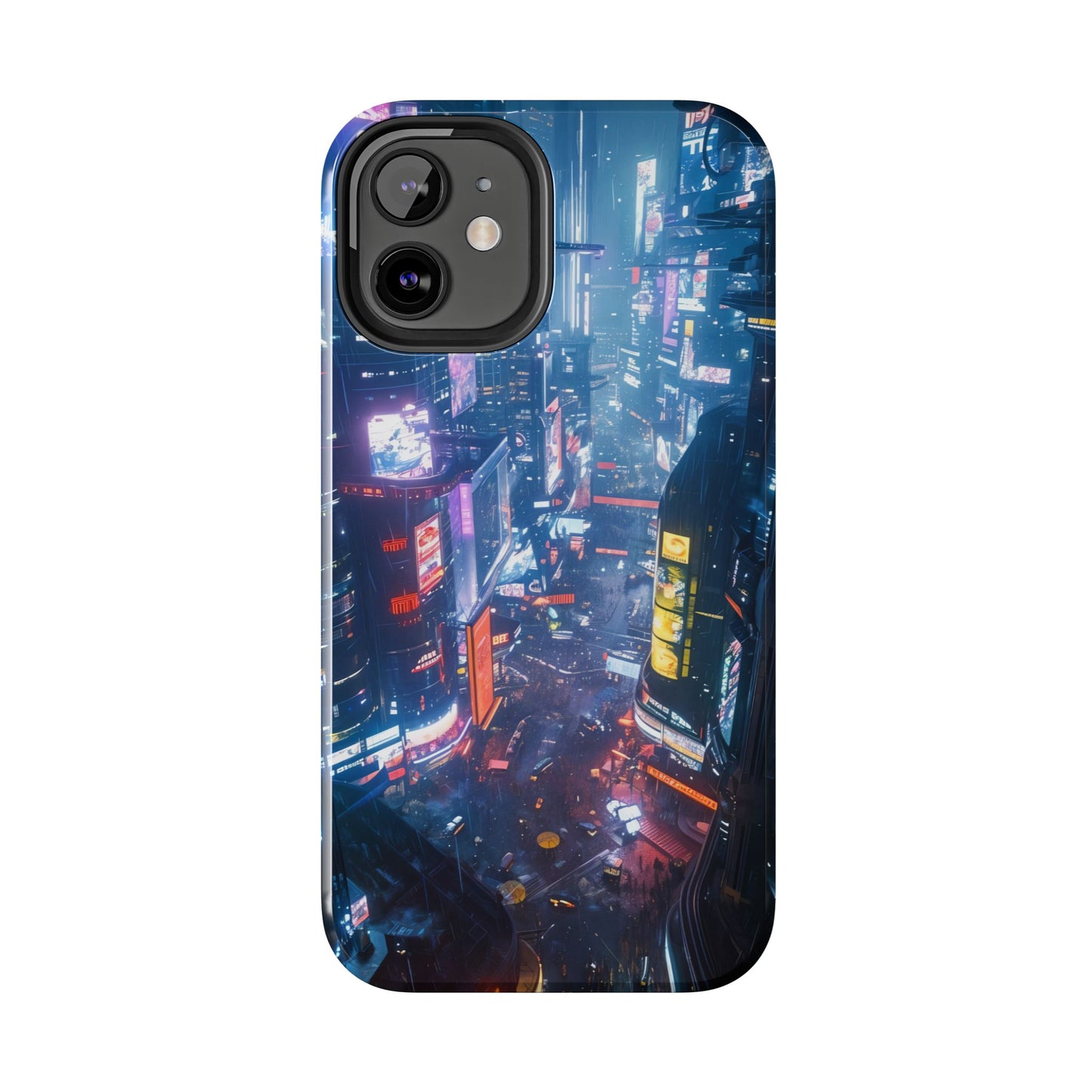 Cyberpunk Tall City, Dystopian Cyberpunk themed Phone Case with Lofi Aesthetic and Robotic Vaporwave Endless Landscape