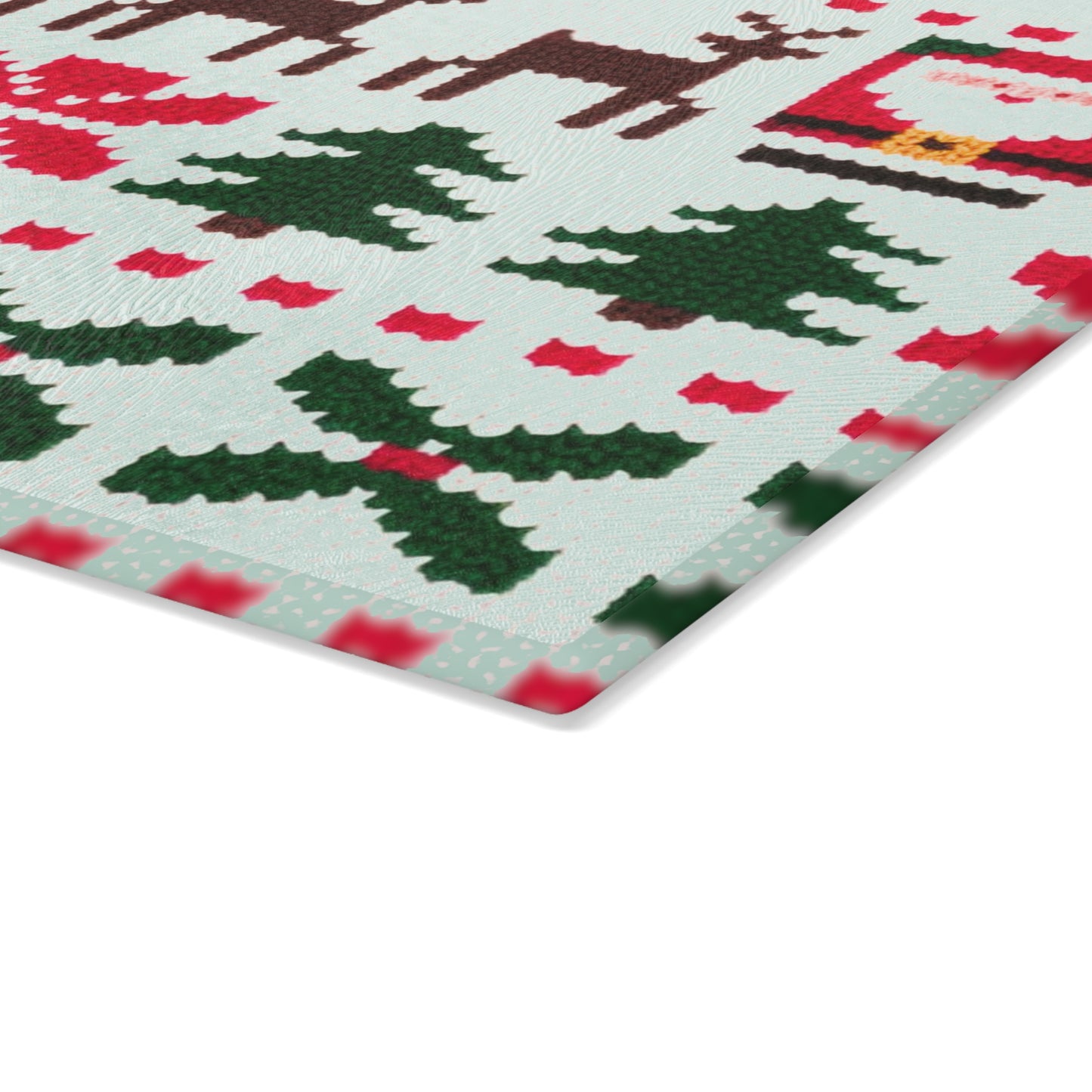 Glass Cutting Board with Ugly Christmas Sweater Knit Pattern #3