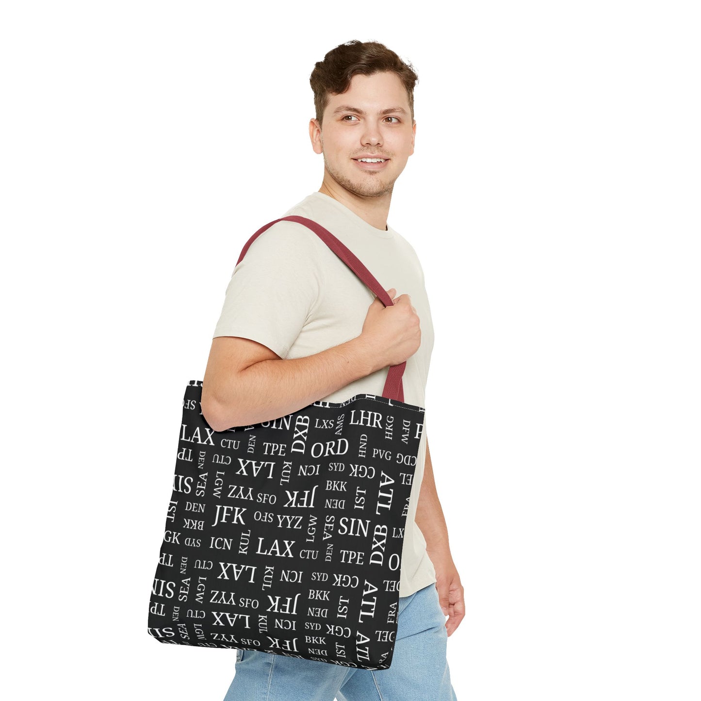 Black, Airport Code Designer Tote Bag Accessory for Travel Lovers