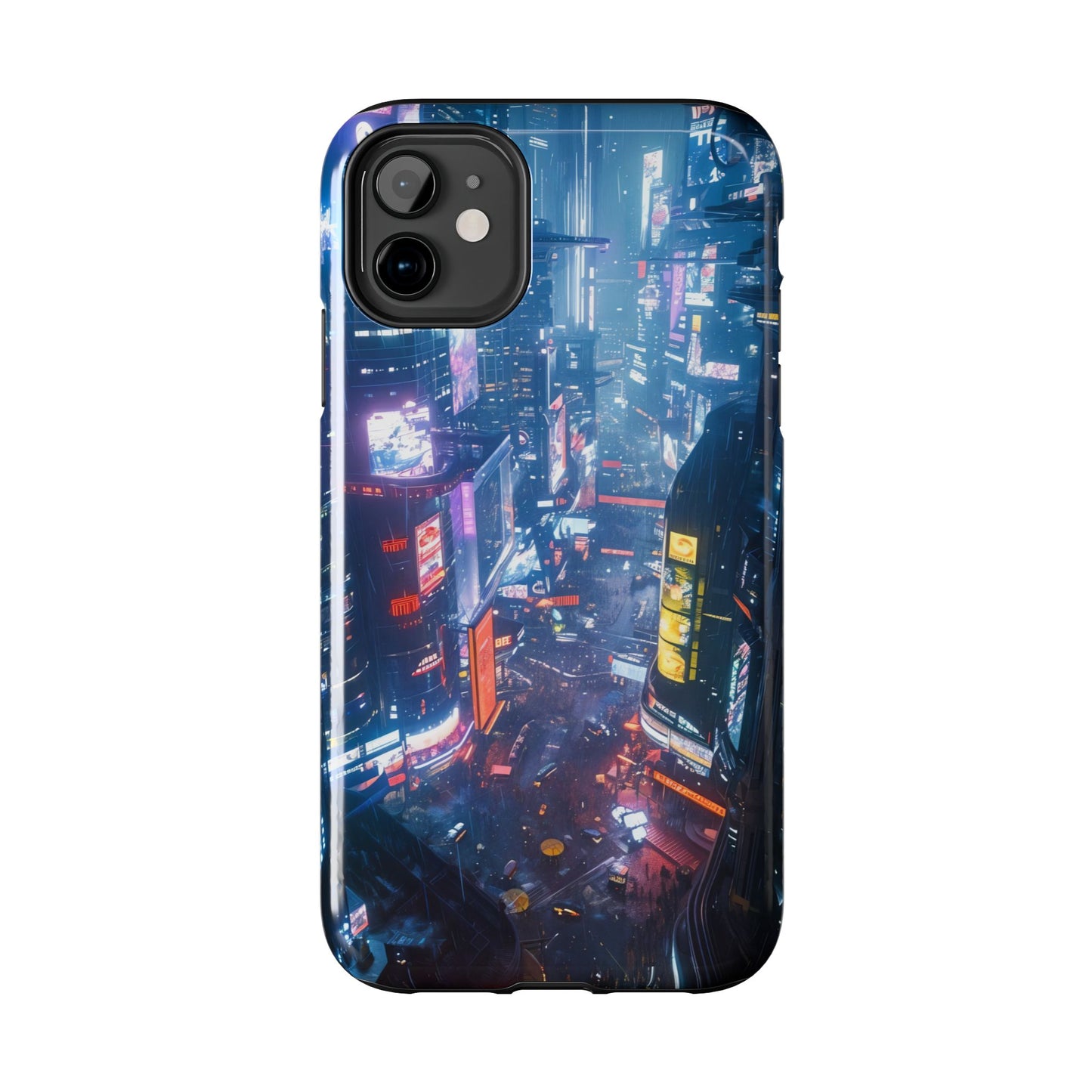 Cyberpunk Tall City, Dystopian Cyberpunk themed Phone Case with Lofi Aesthetic and Robotic Vaporwave Endless Landscape