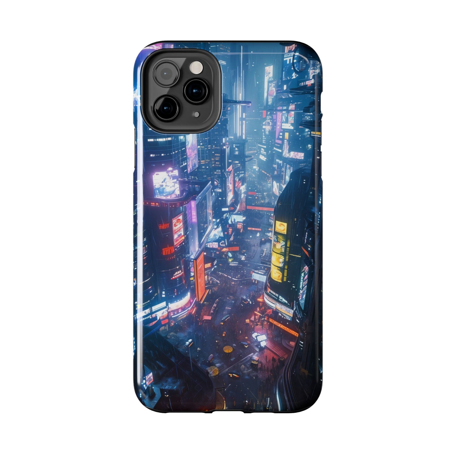 Cyberpunk Tall City, Dystopian Cyberpunk themed Phone Case with Lofi Aesthetic and Robotic Vaporwave Endless Landscape