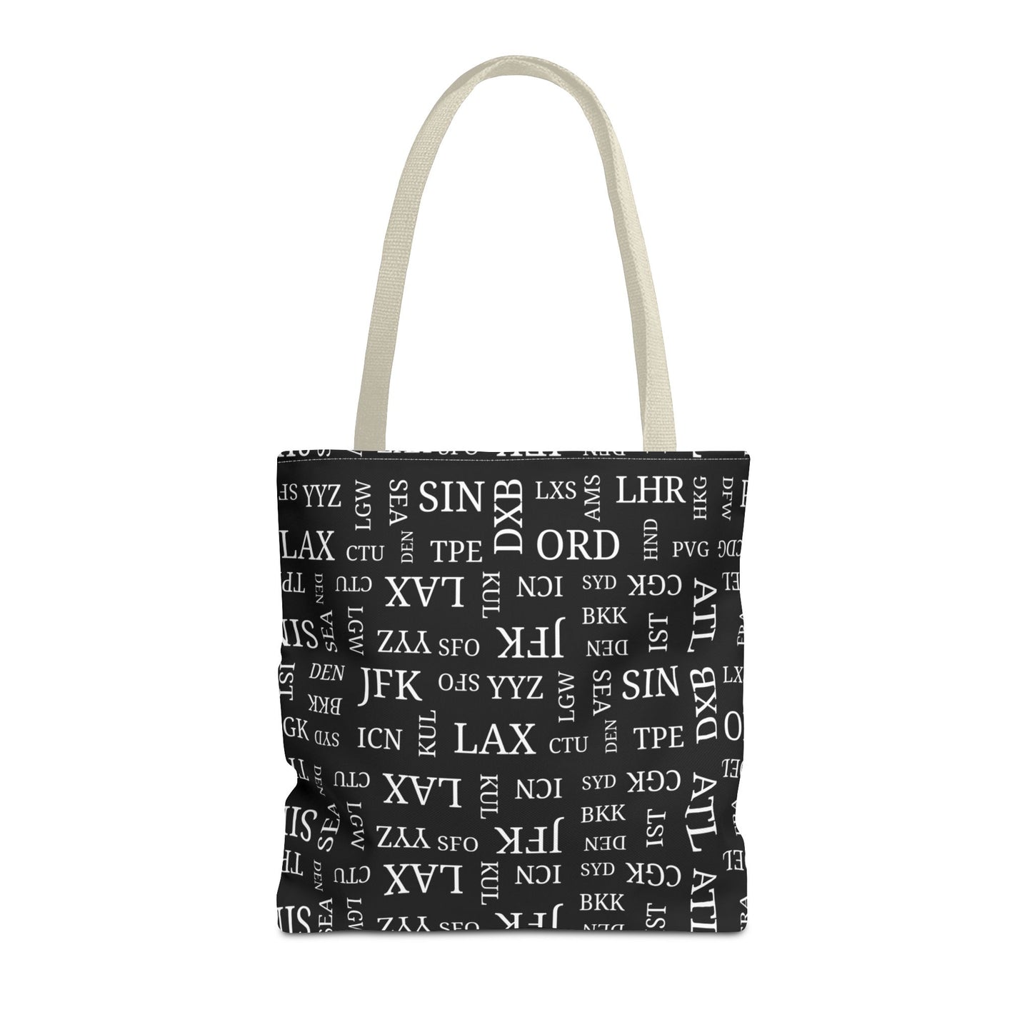 Black, Airport Code Designer Tote Bag Accessory for Travel Lovers