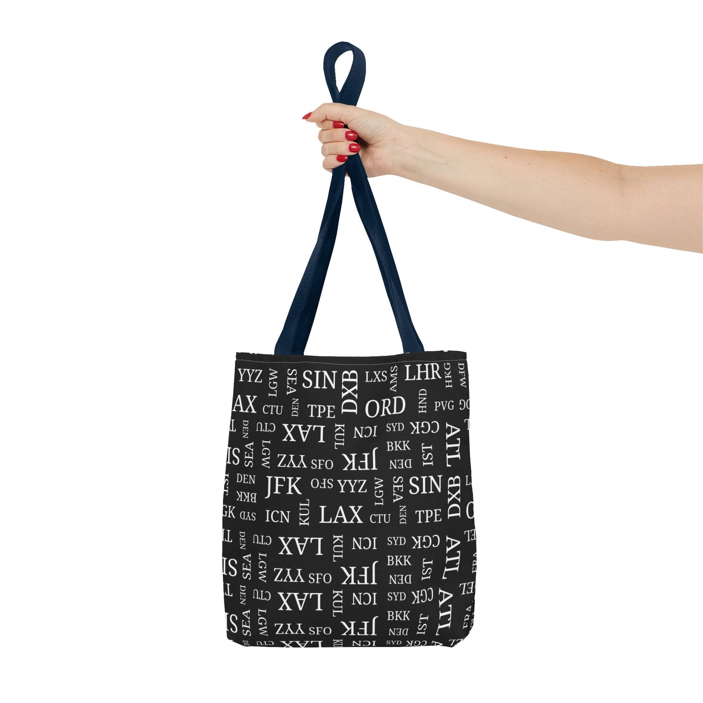 Black, Airport Code Designer Tote Bag Accessory for Travel Lovers