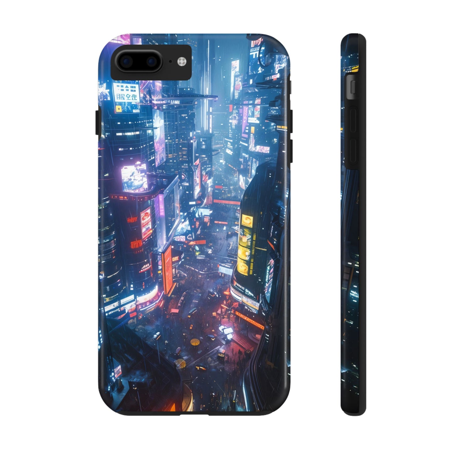 Cyberpunk Tall City, Dystopian Cyberpunk themed Phone Case with Lofi Aesthetic and Robotic Vaporwave Endless Landscape