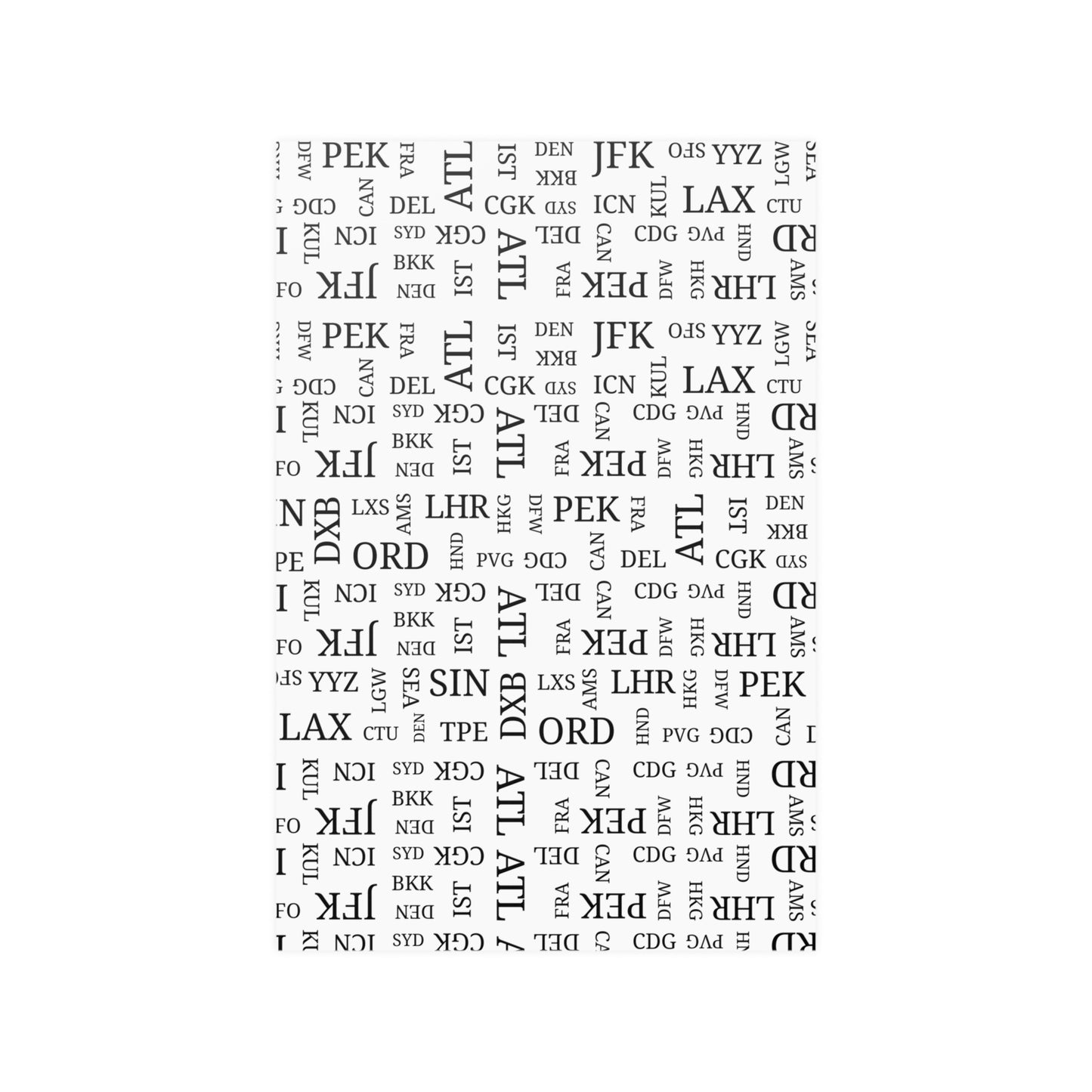 Airport Code Pattern Wall Art of Best International Airports Poster