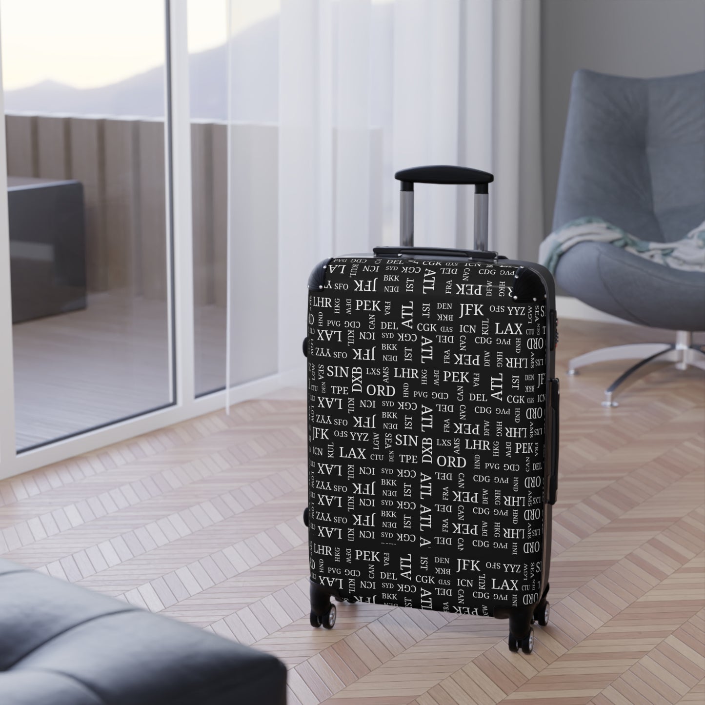 Travel Aficionado Airport Code Design Roller Suitcase