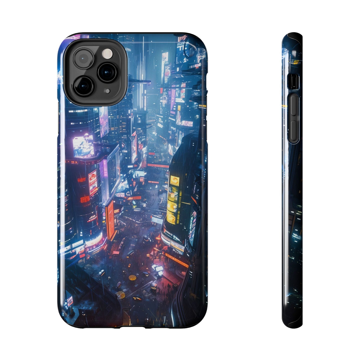 Cyberpunk Tall City, Dystopian Cyberpunk themed Phone Case with Lofi Aesthetic and Robotic Vaporwave Endless Landscape