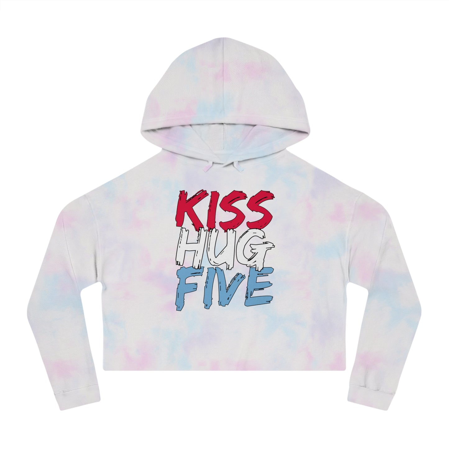 KissHugFive Premium Women’s Cropped Hooded Sweatshirt with Front and Back Printing