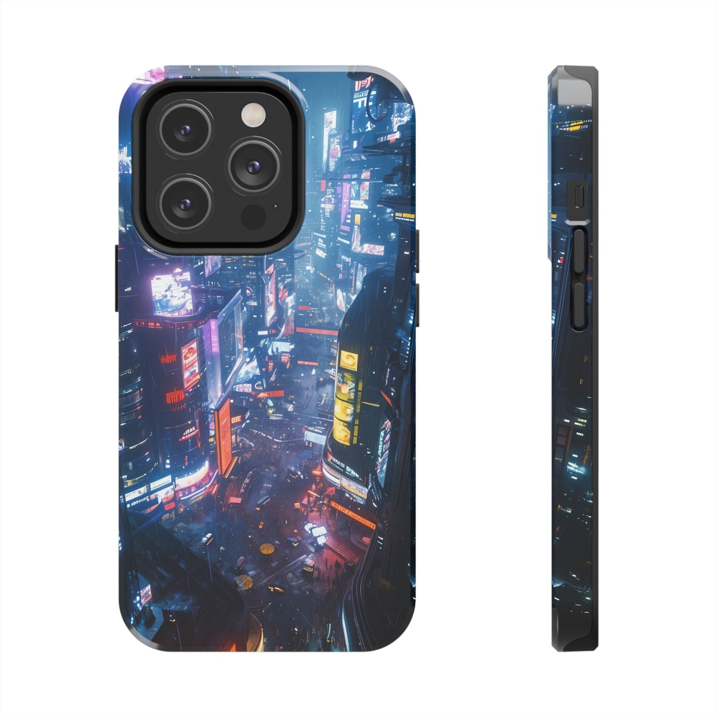 Cyberpunk Tall City, Dystopian Cyberpunk themed Phone Case with Lofi Aesthetic and Robotic Vaporwave Endless Landscape