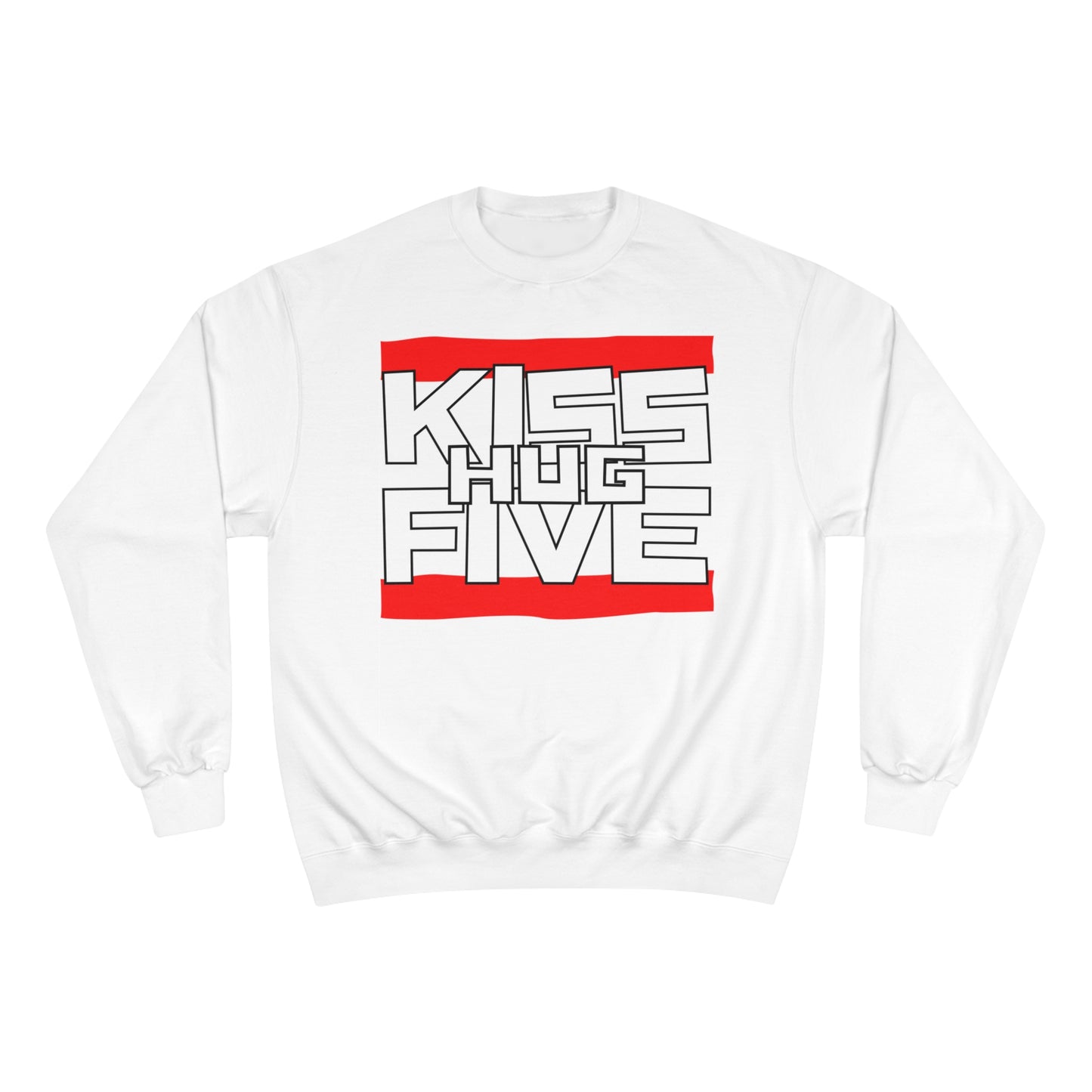 Premium Champion Sweatshirt by KissHugFive Design, Colorful Logo and Front & Back Printing