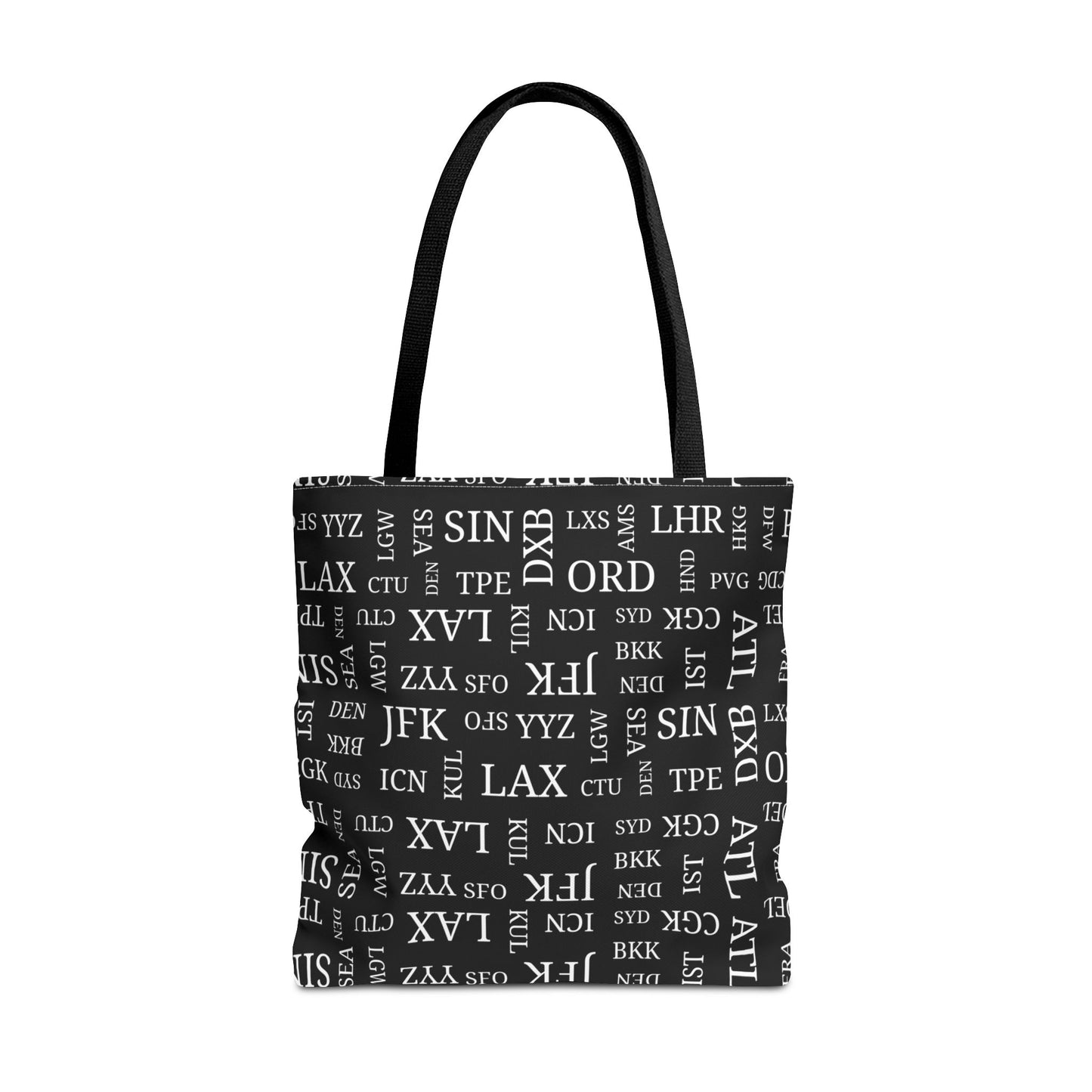 Black, Airport Code Designer Tote Bag Accessory for Travel Lovers