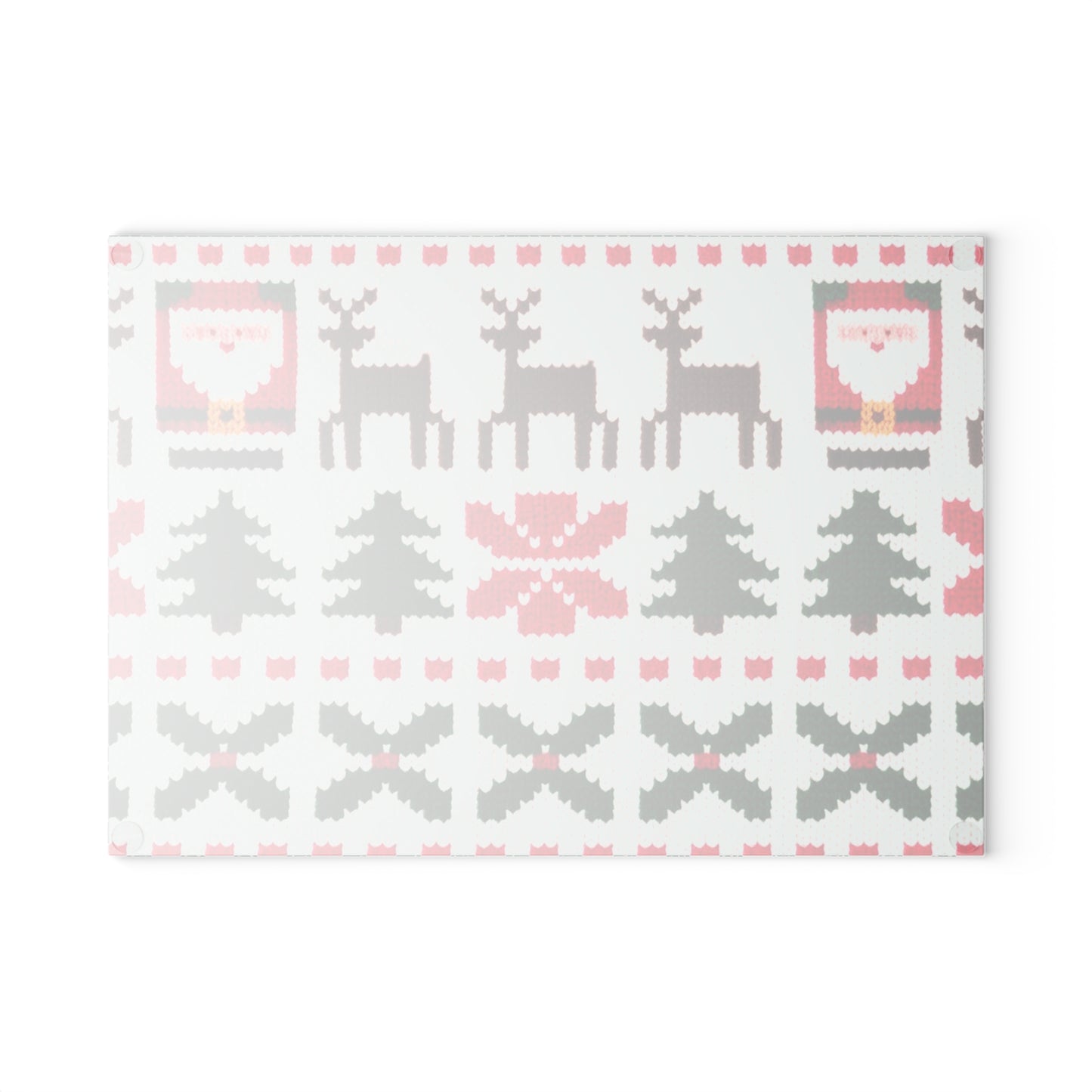 Glass Cutting Board with Ugly Christmas Sweater Knit Pattern #3