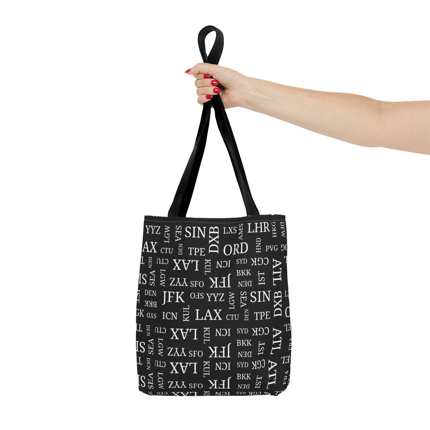 Black, Airport Code Designer Tote Bag Accessory for Travel Lovers