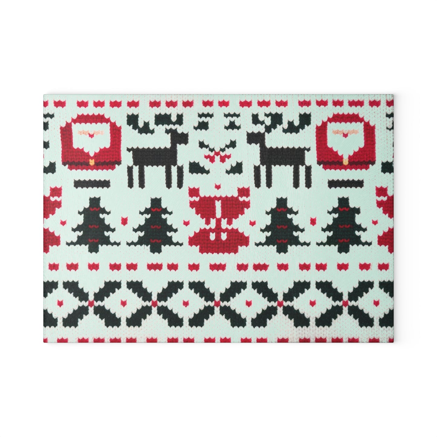 Glass Cutting Board with Ugly Christmas Sweater Knitted Pattern