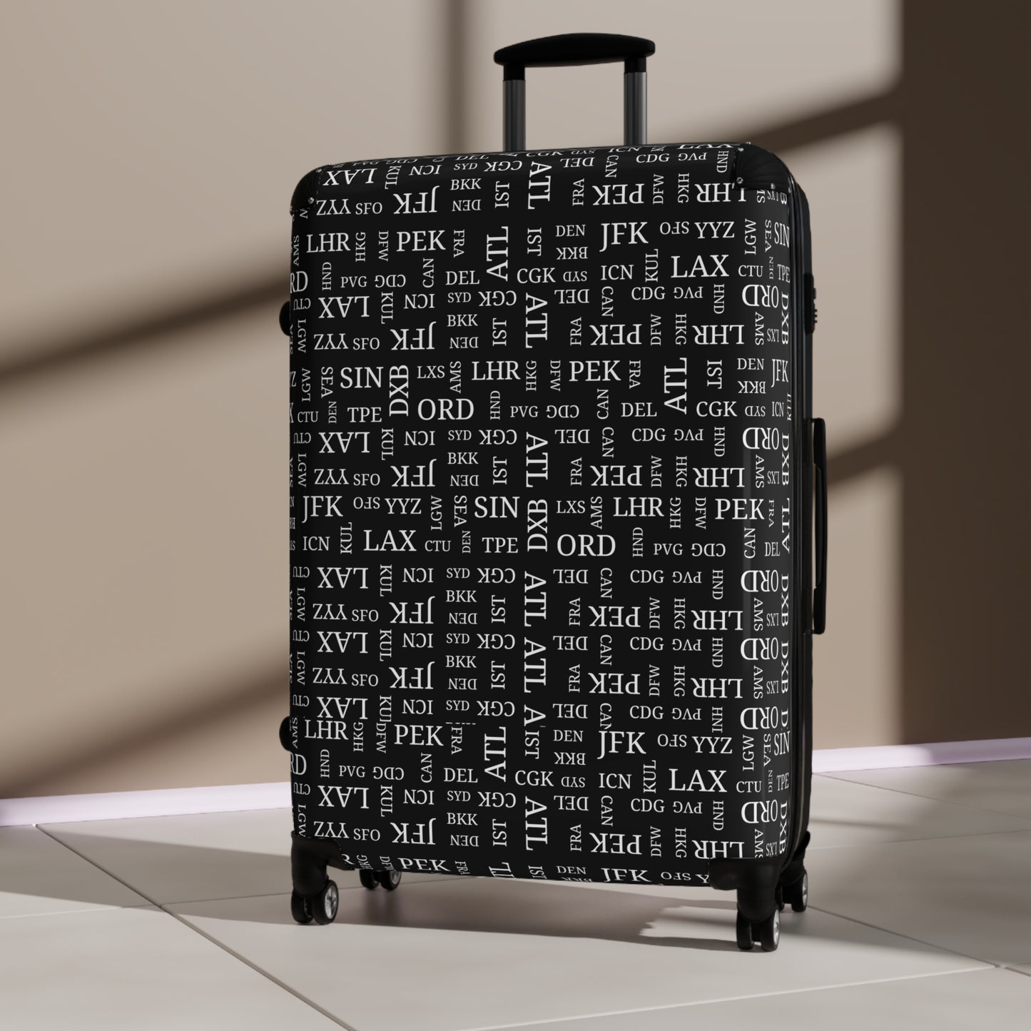 Travel Aficionado Airport Code Design Roller Suitcase