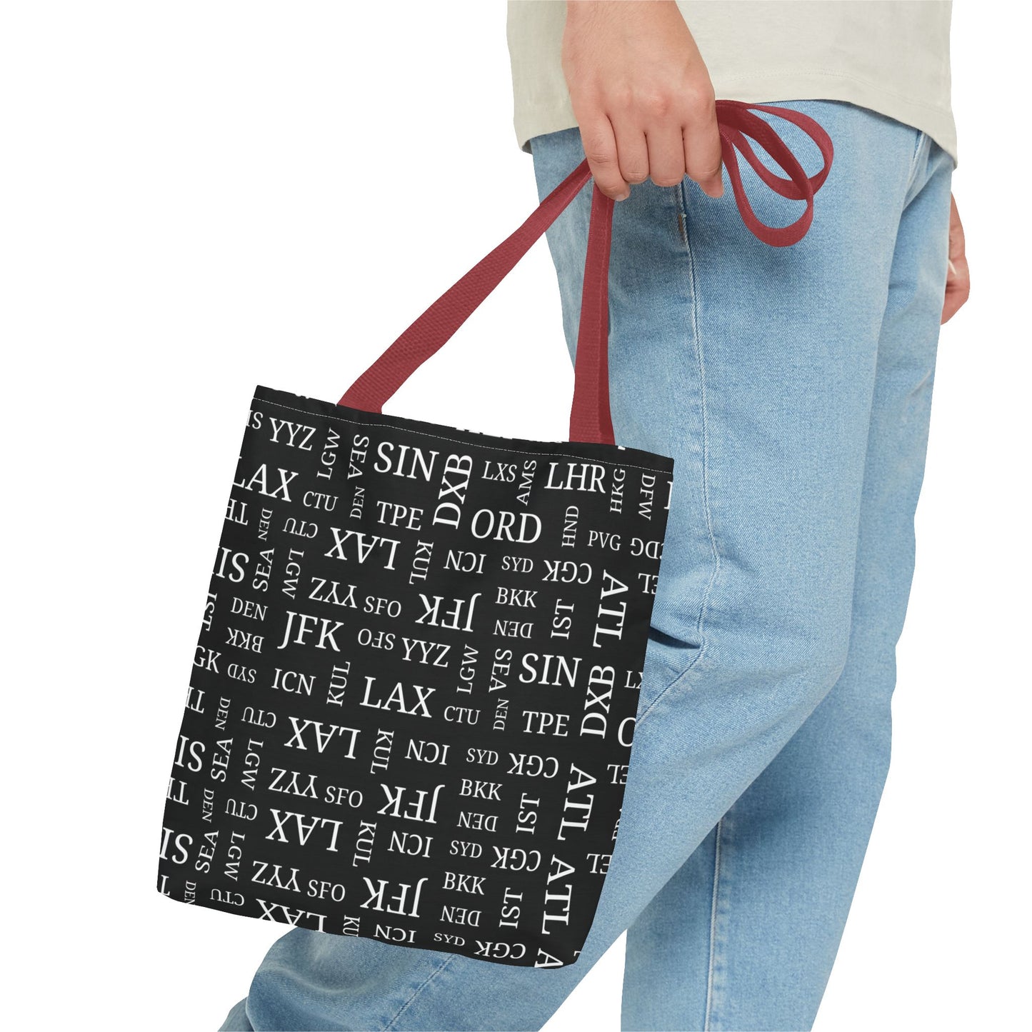 Black, Airport Code Designer Tote Bag Accessory for Travel Lovers