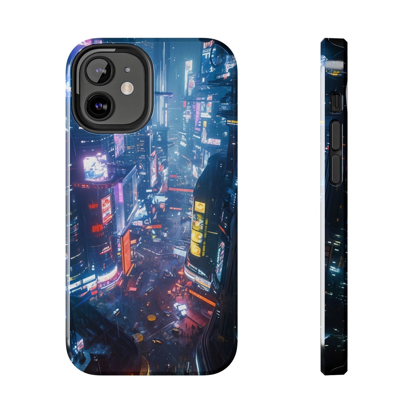 Cyberpunk Tall City, Dystopian Cyberpunk themed Phone Case with Lofi Aesthetic and Robotic Vaporwave Endless Landscape