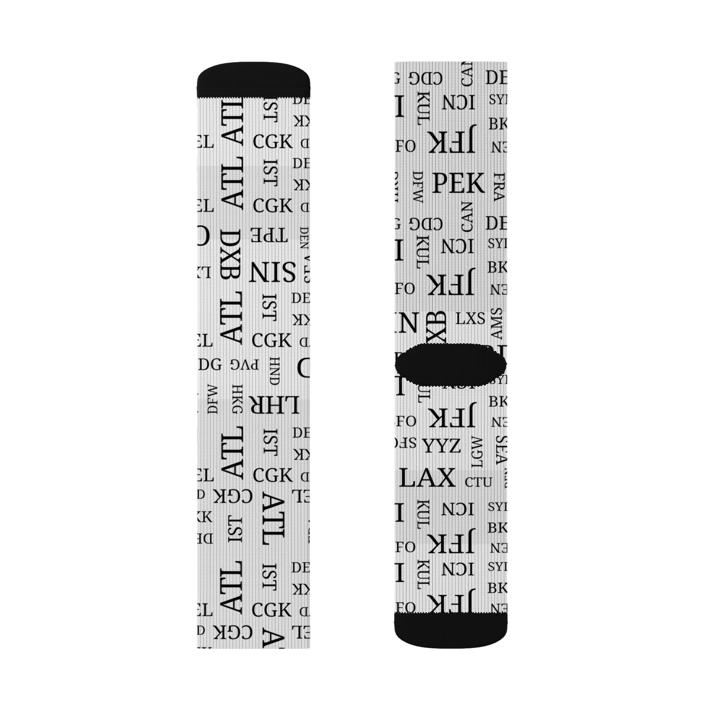 Conversation Starting Cushy Travel Socks With Airport Code Pattern