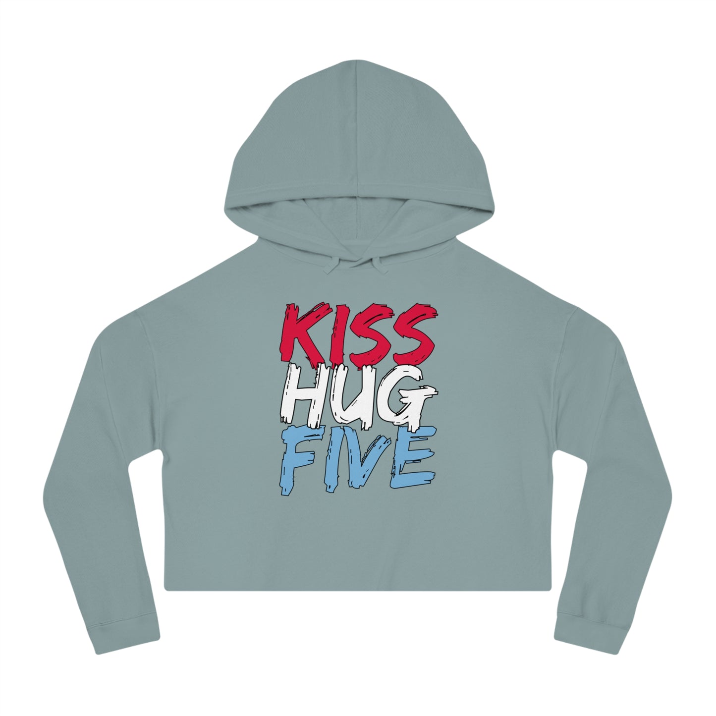 KissHugFive Premium Women’s Cropped Hooded Sweatshirt with Front and Back Printing