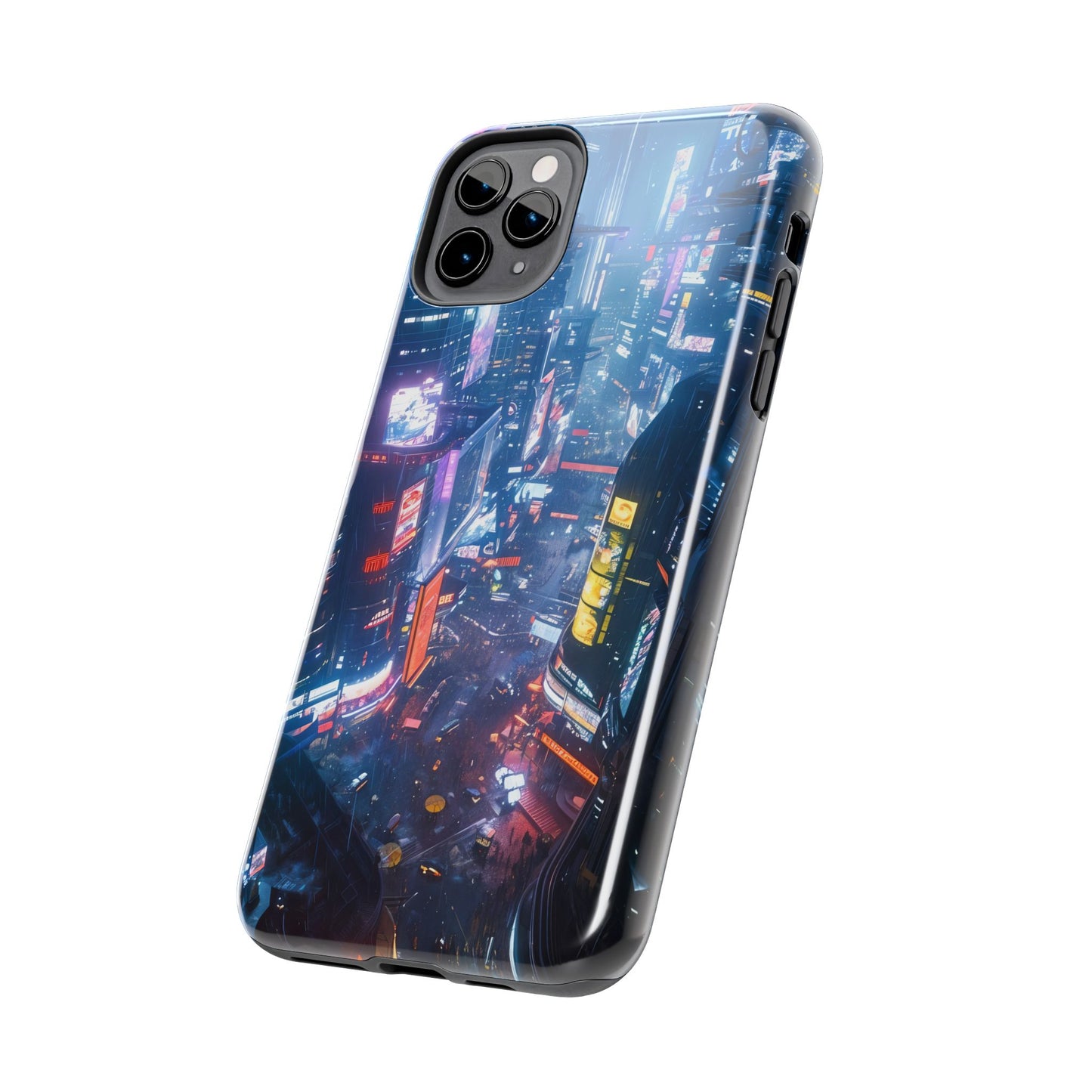 Cyberpunk Tall City, Dystopian Cyberpunk themed Phone Case with Lofi Aesthetic and Robotic Vaporwave Endless Landscape