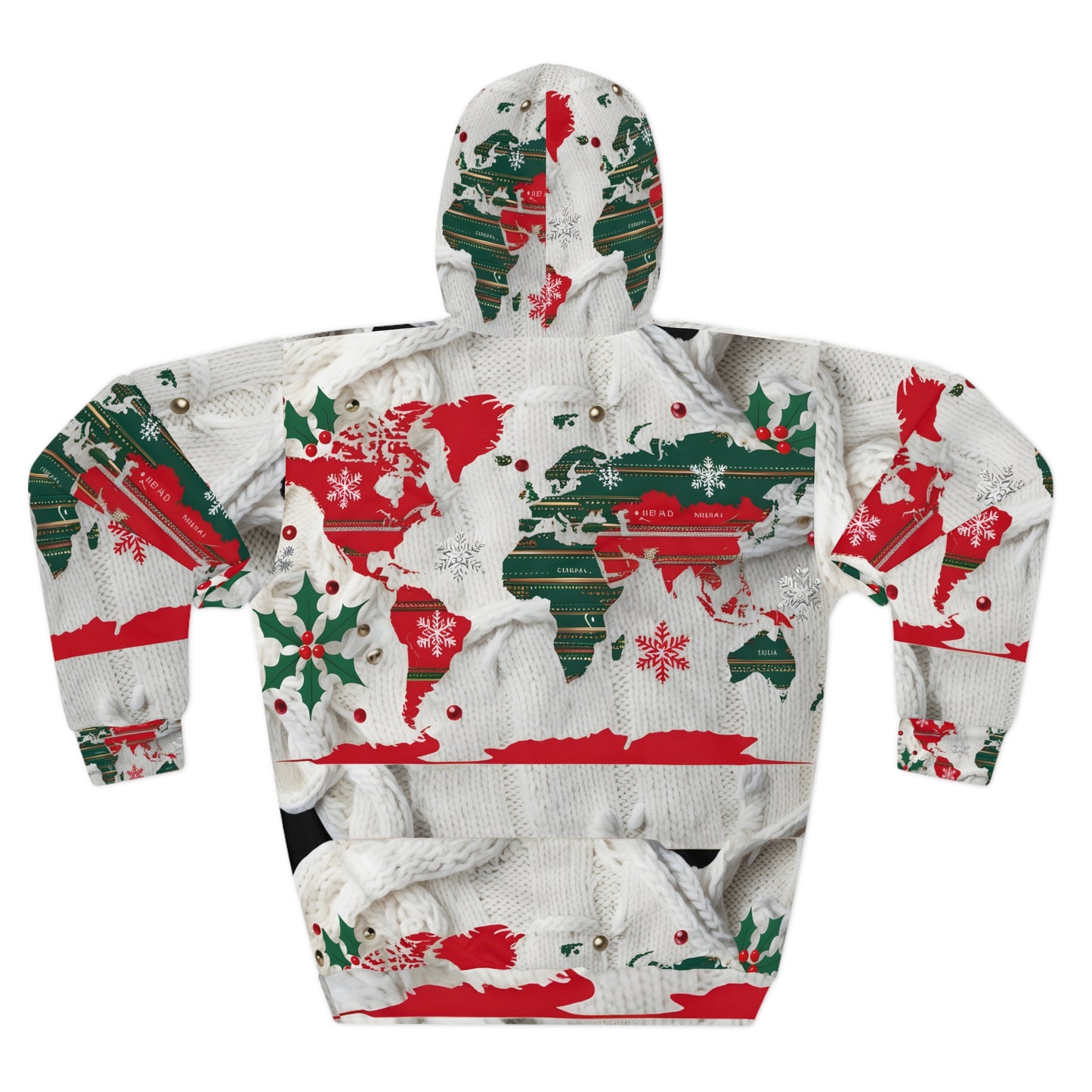 Pullover Hoodie Sweatshirt with Ugly Christmas Sweater Knitted Design