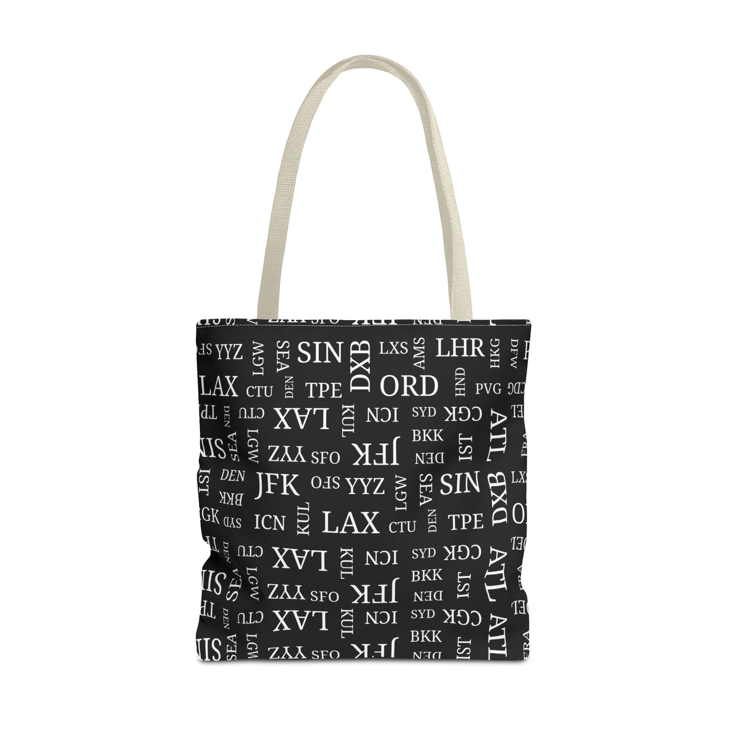 Black, Airport Code Designer Tote Bag Accessory for Travel Lovers