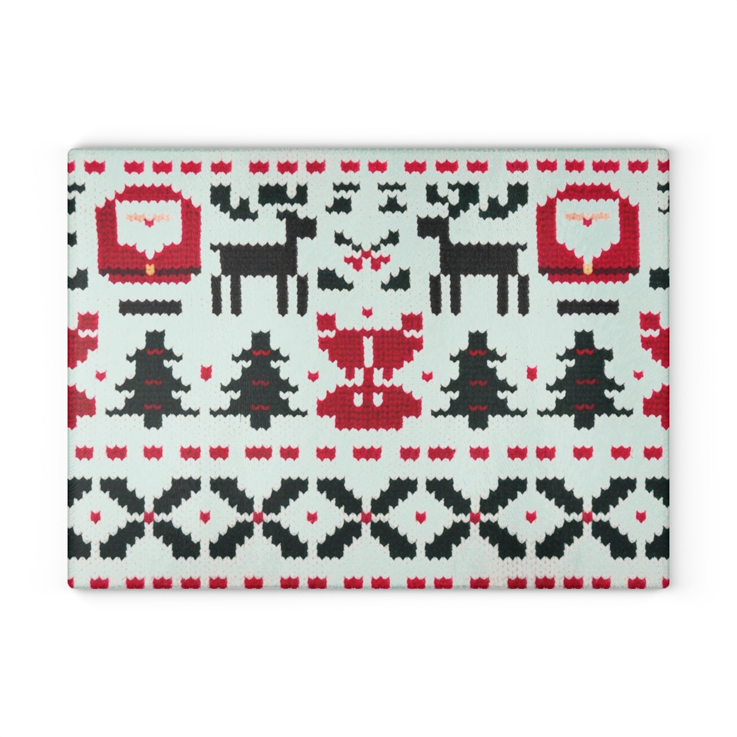 Glass Cutting Board with Ugly Christmas Sweater Knitted Pattern