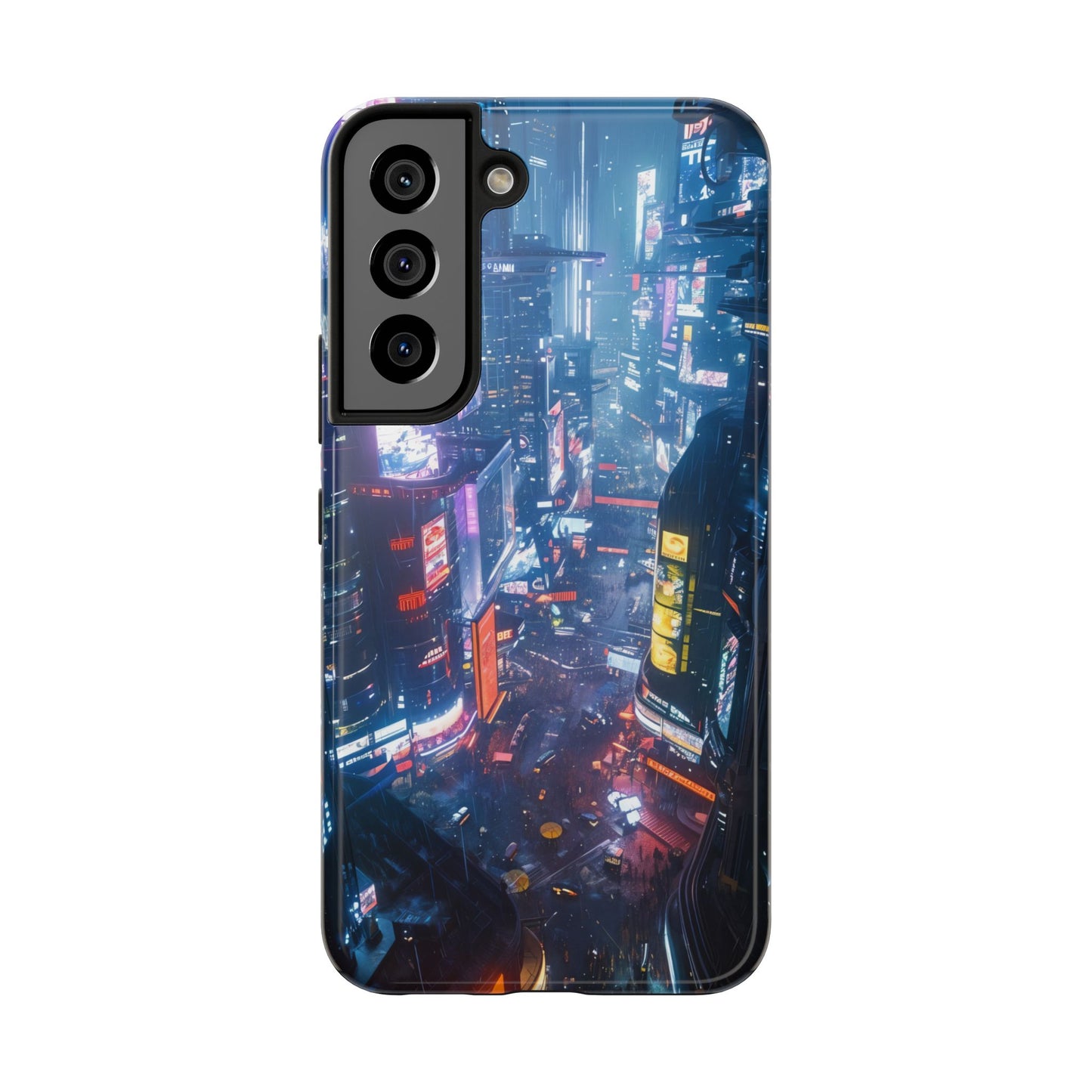 Cyberpunk Tall City, Dystopian Cyberpunk themed Phone Case with Lofi Aesthetic and Robotic Vaporwave Endless Landscape