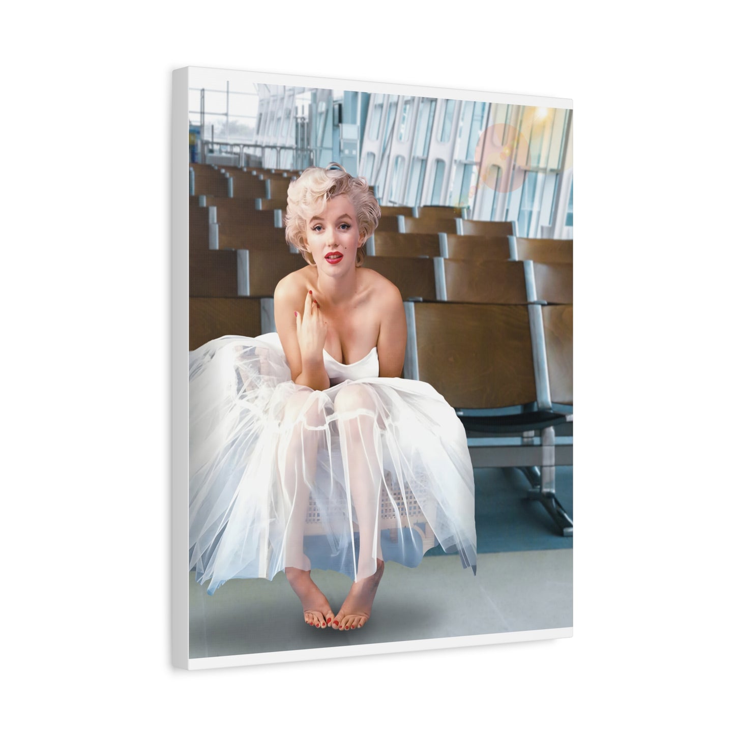 Marilyn Monroe Ballerina at an International Airport Terminal, Matte Canvas, Stretched (Kiss Hug Five)