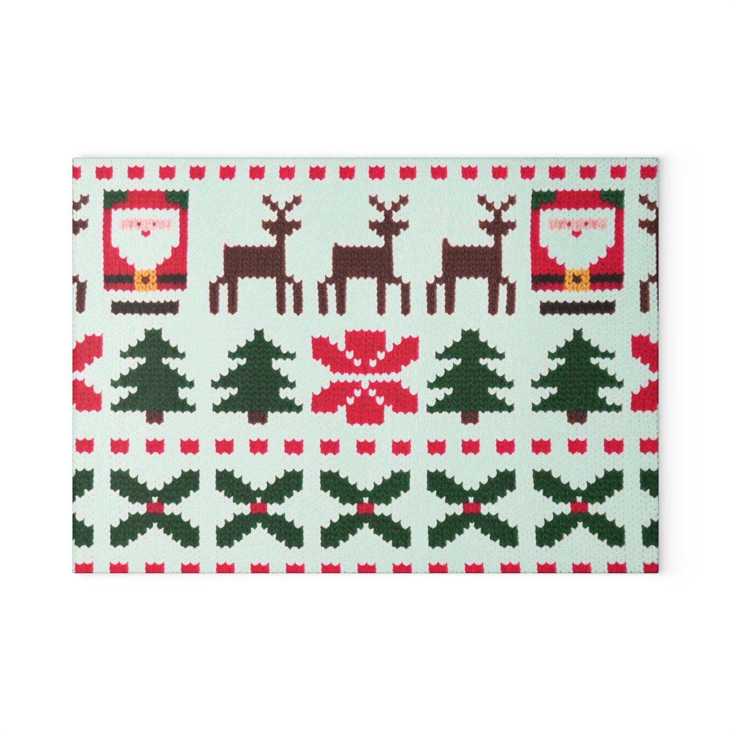 Glass Cutting Board with Ugly Christmas Sweater Knit Pattern #3