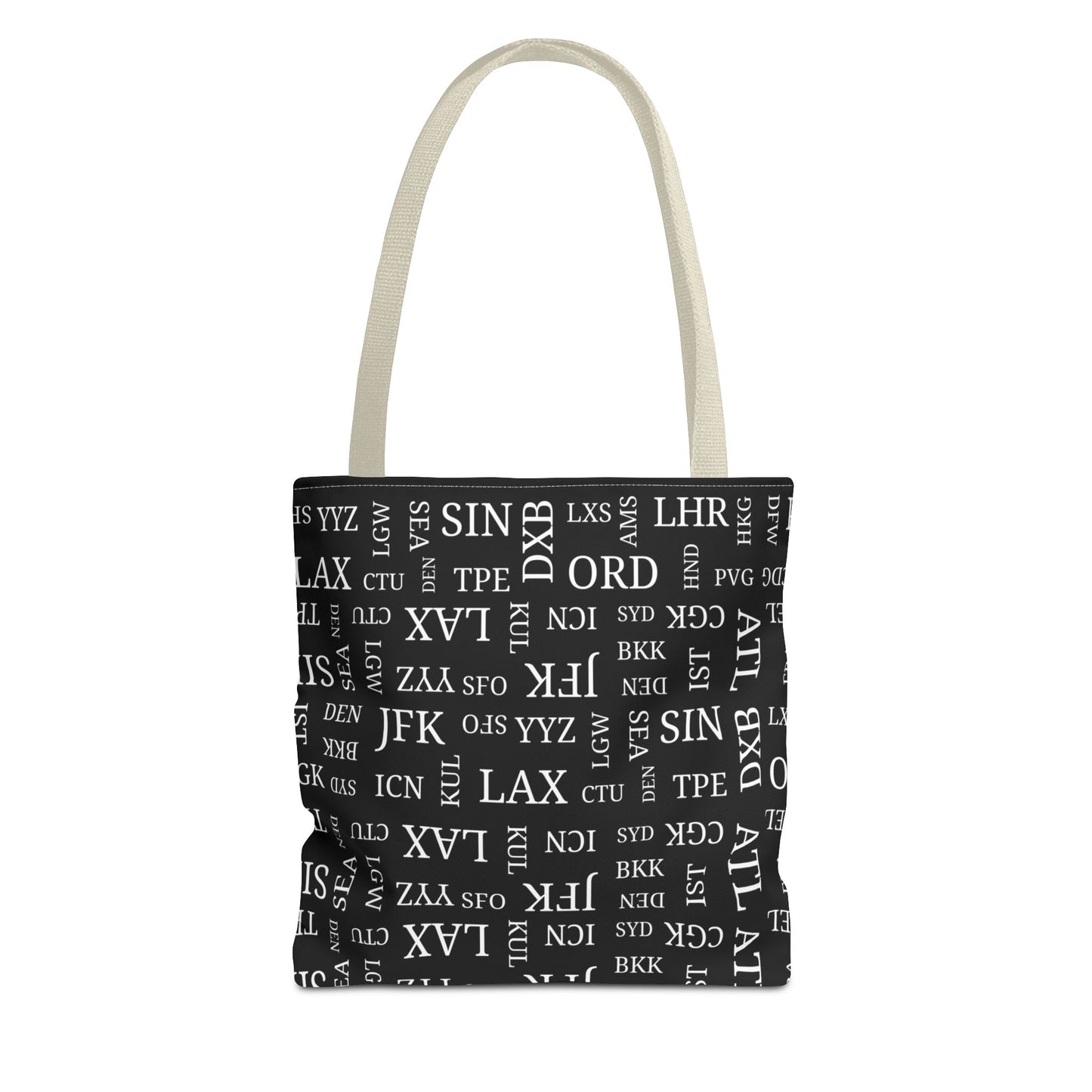 Black, Airport Code Designer Tote Bag Accessory for Travel Lovers