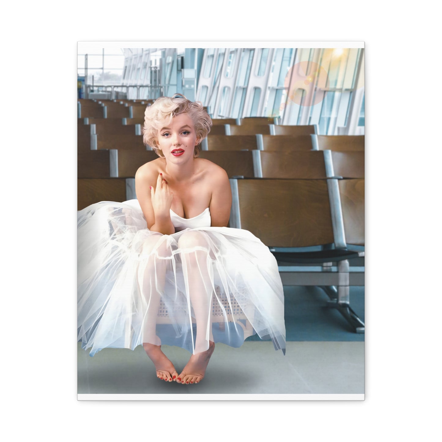 Marilyn Monroe Ballerina at an International Airport Terminal, Matte Canvas, Stretched (Kiss Hug Five)