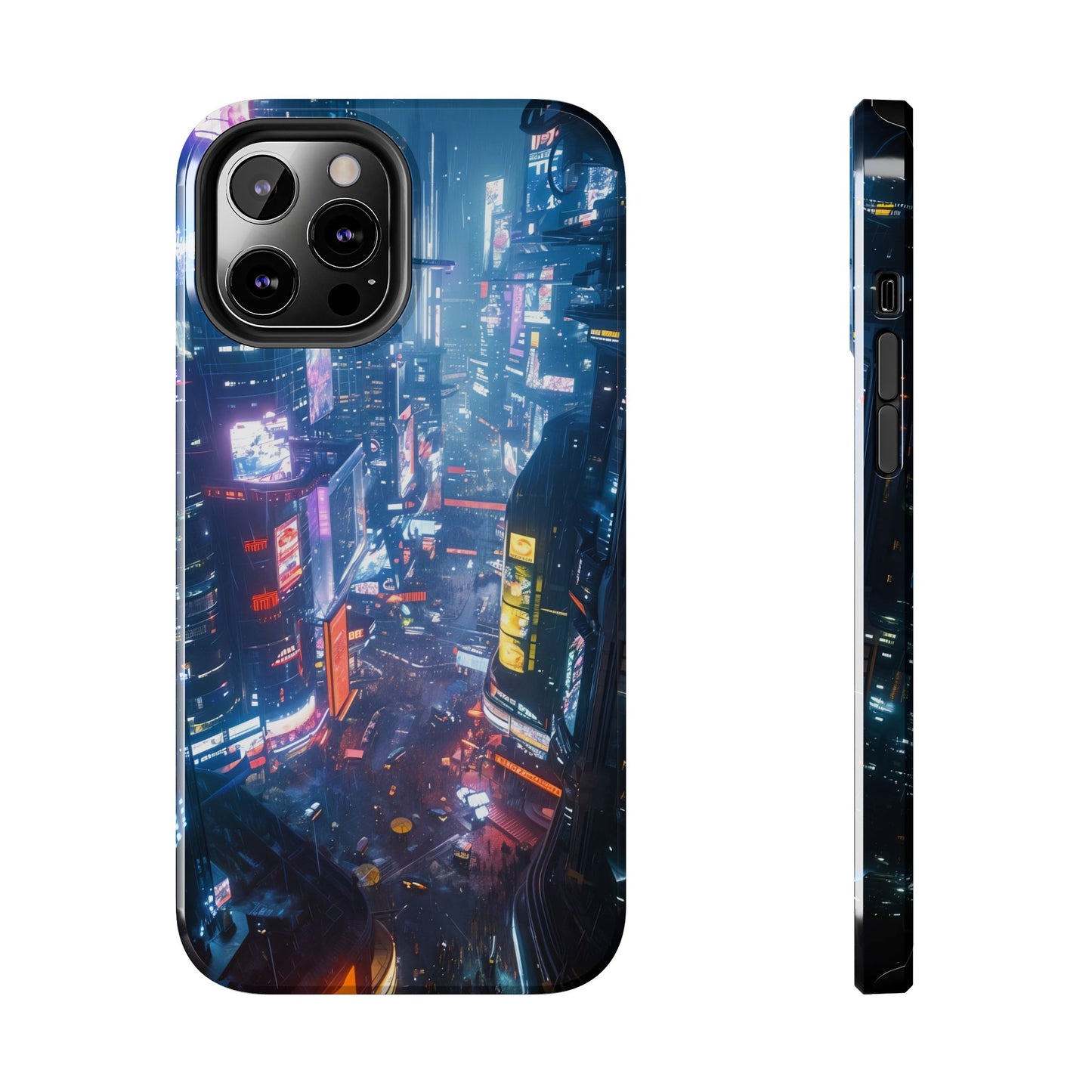 Cyberpunk Tall City, Dystopian Cyberpunk themed Phone Case with Lofi Aesthetic and Robotic Vaporwave Endless Landscape