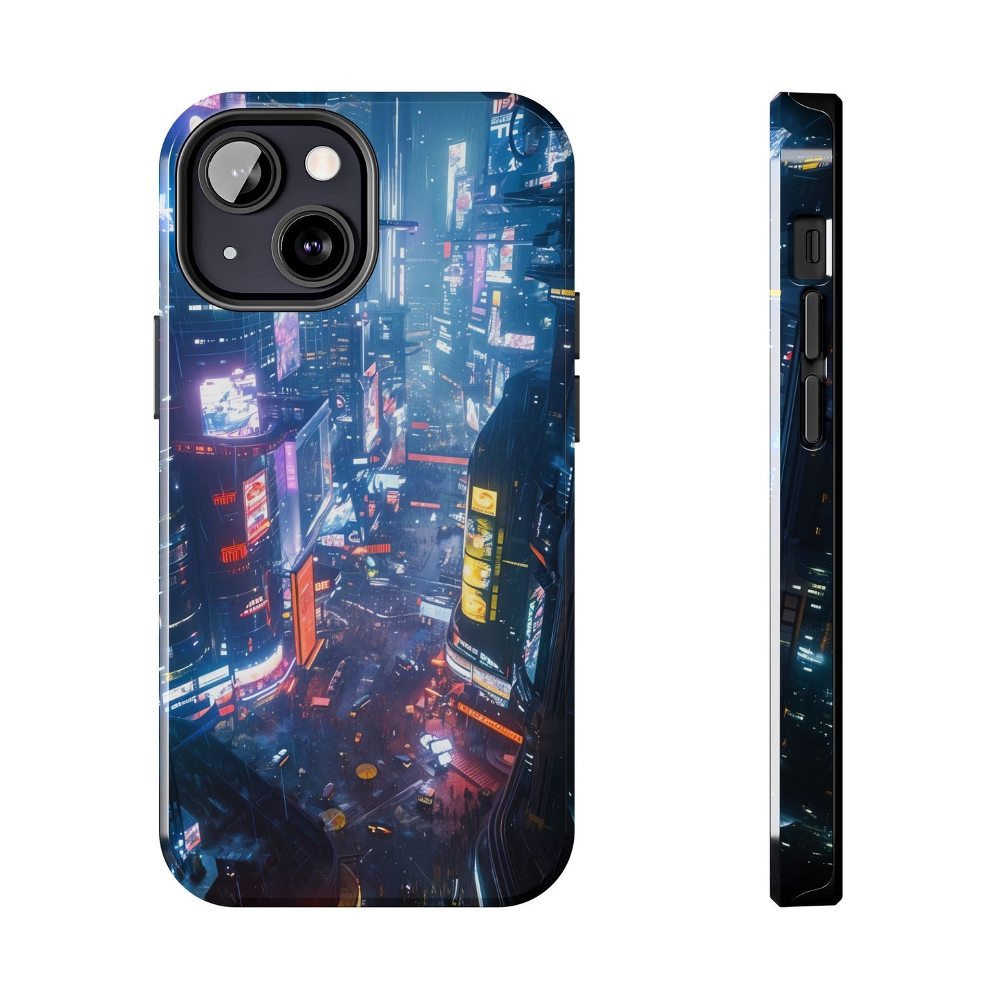 Cyberpunk Tall City, Dystopian Cyberpunk themed Phone Case with Lofi Aesthetic and Robotic Vaporwave Endless Landscape