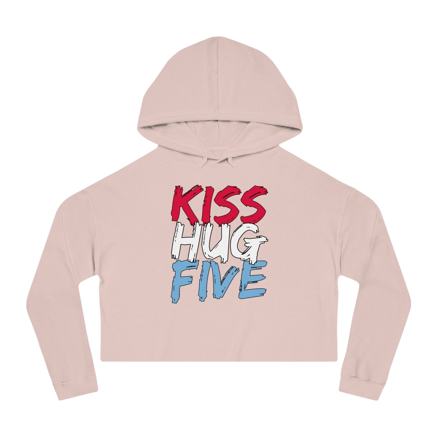 KissHugFive Premium Women’s Cropped Hooded Sweatshirt with Front and Back Printing