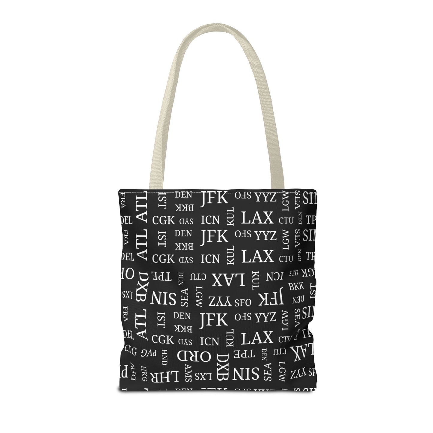 Black, Airport Code Designer Tote Bag Accessory for Travel Lovers