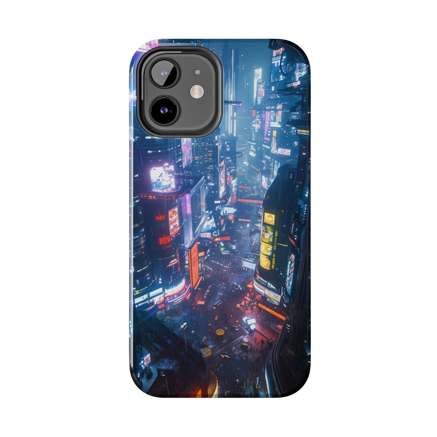 Cyberpunk Tall City, Dystopian Cyberpunk themed Phone Case with Lofi Aesthetic and Robotic Vaporwave Endless Landscape