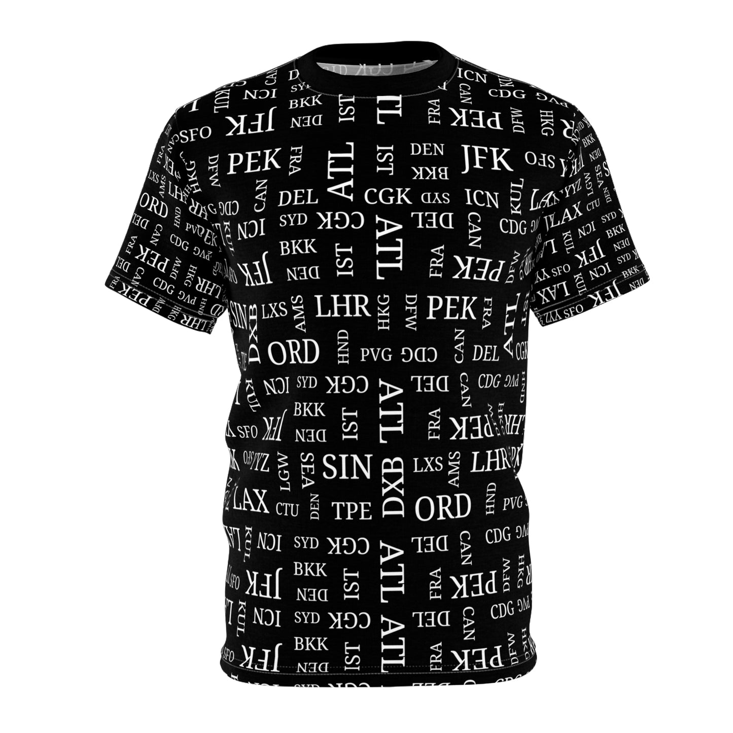 Signature Black Airport Code Premium Travel Lover's Tee With All Over Printing - Best Airports for  Planespotting