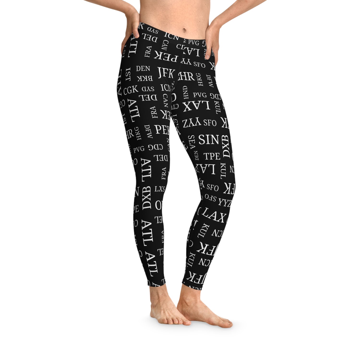 Airport Code Leggings for Travel Lovers (Black)