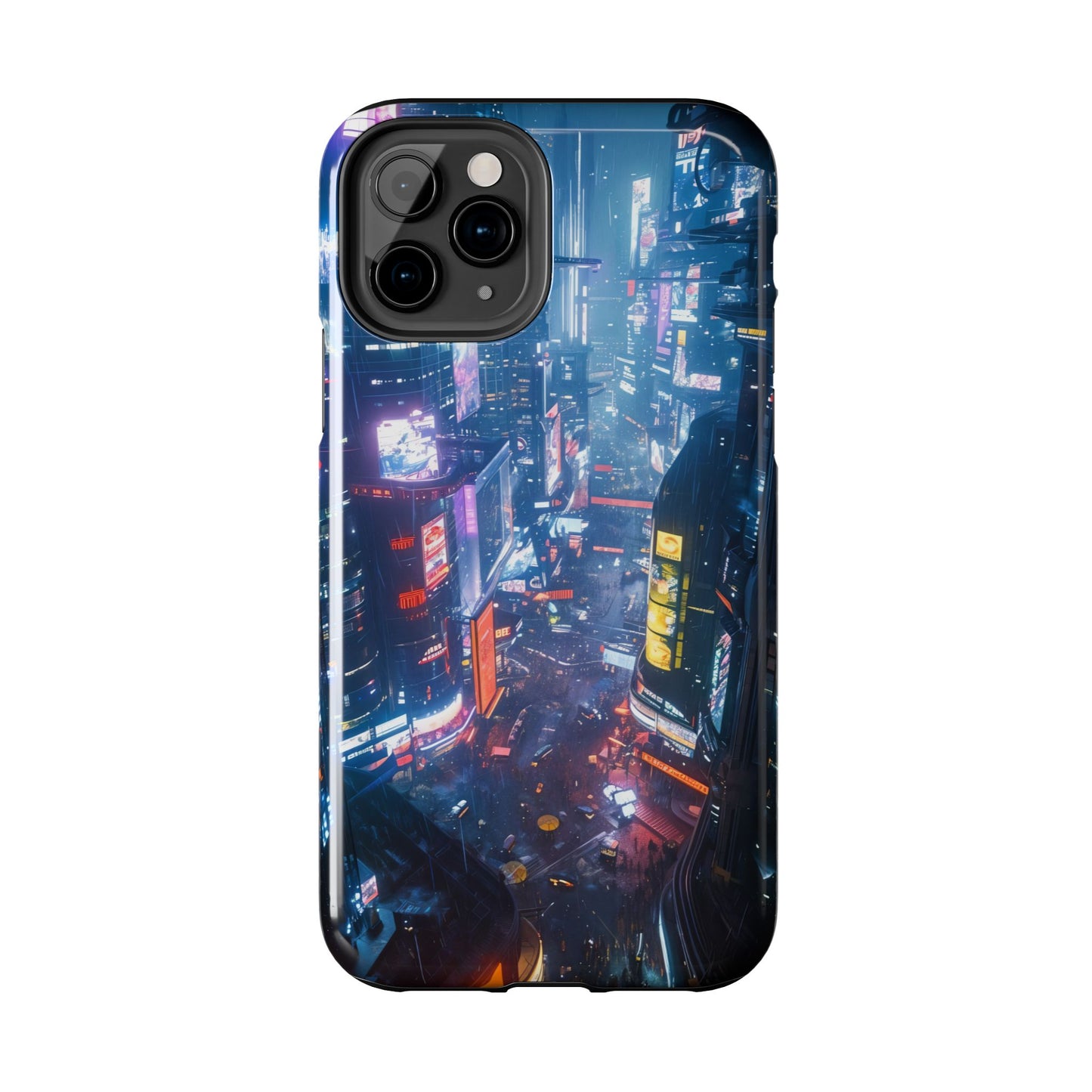 Cyberpunk Tall City, Dystopian Cyberpunk themed Phone Case with Lofi Aesthetic and Robotic Vaporwave Endless Landscape