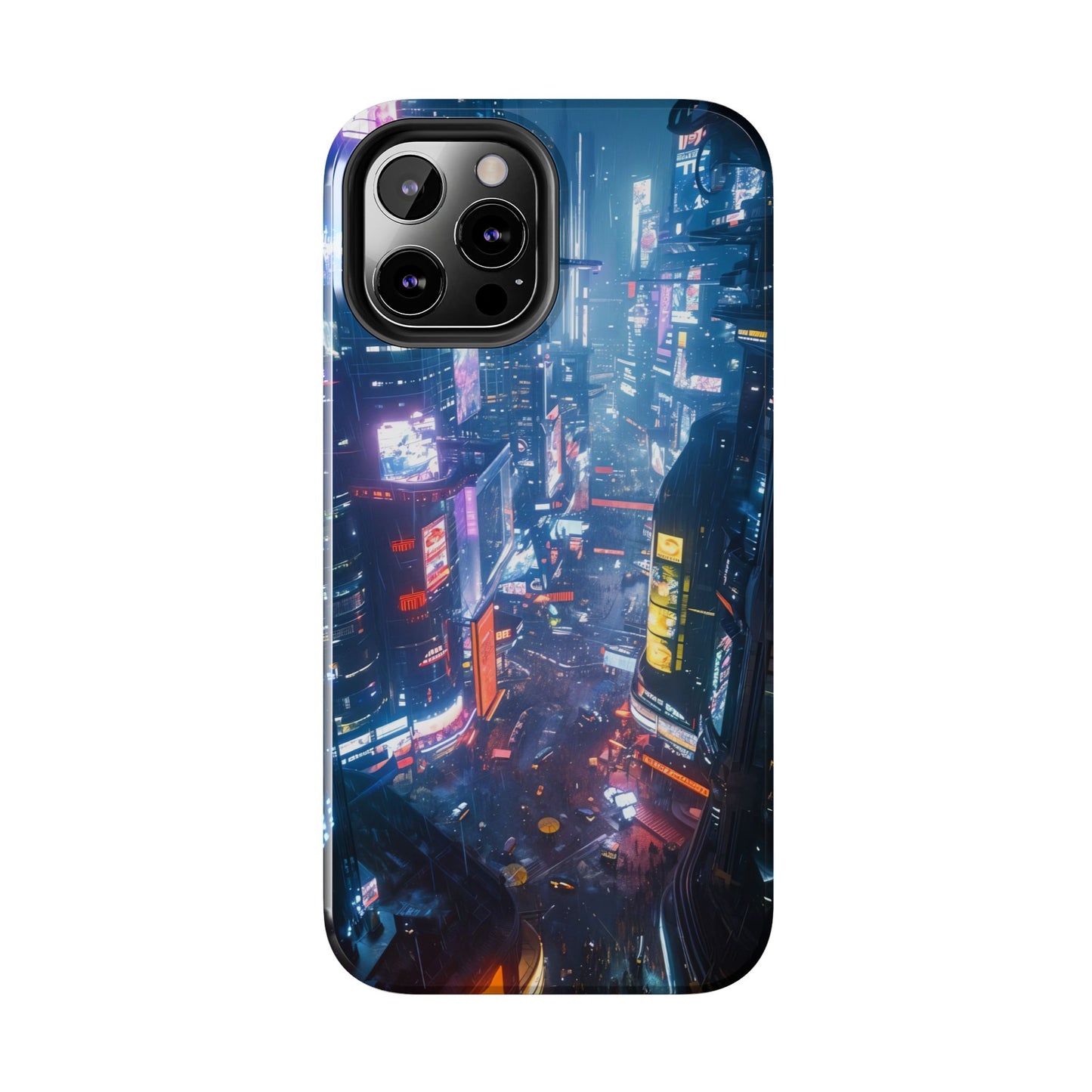 Cyberpunk Tall City, Dystopian Cyberpunk themed Phone Case with Lofi Aesthetic and Robotic Vaporwave Endless Landscape