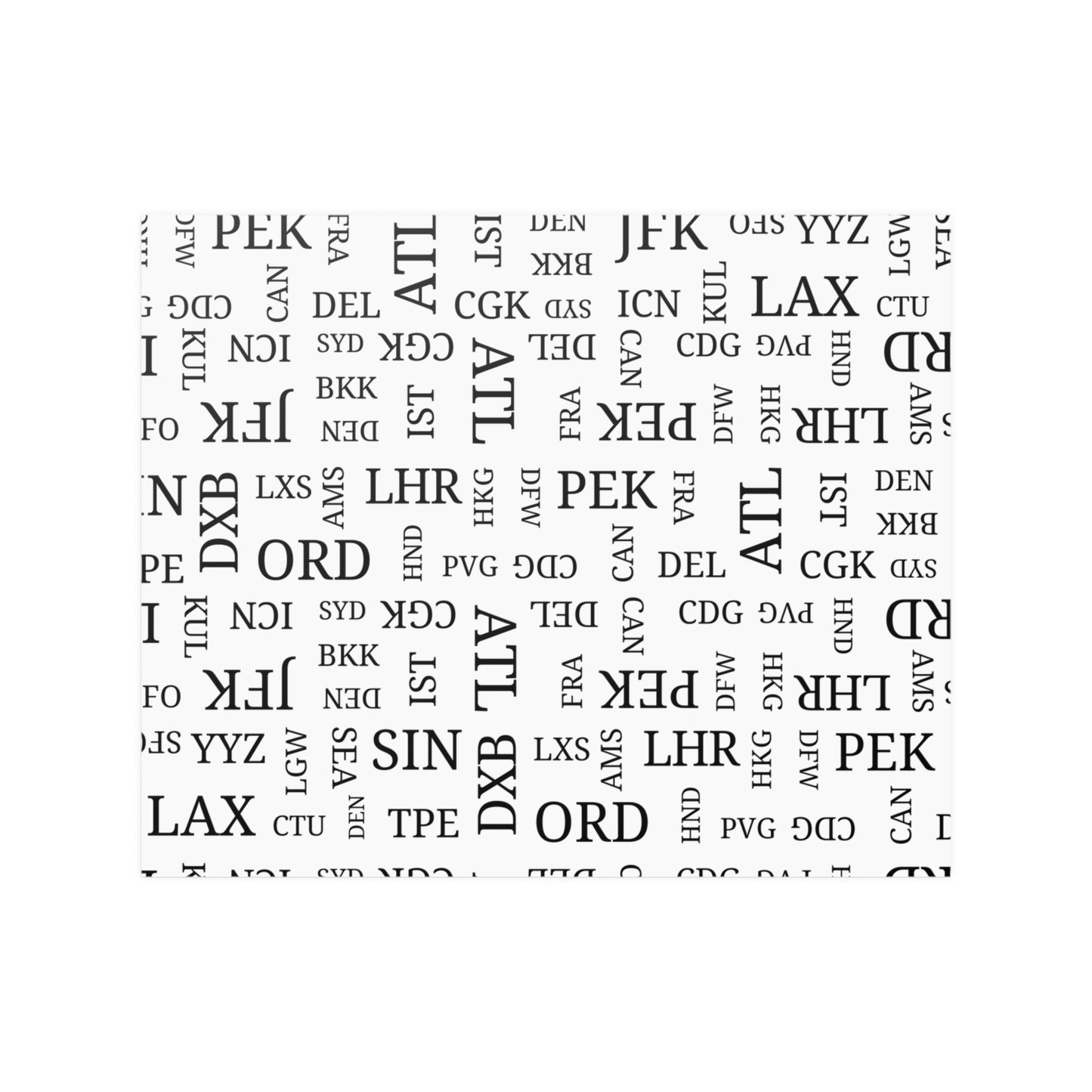 Airport Code Pattern Wall Art of Best International Airports Poster