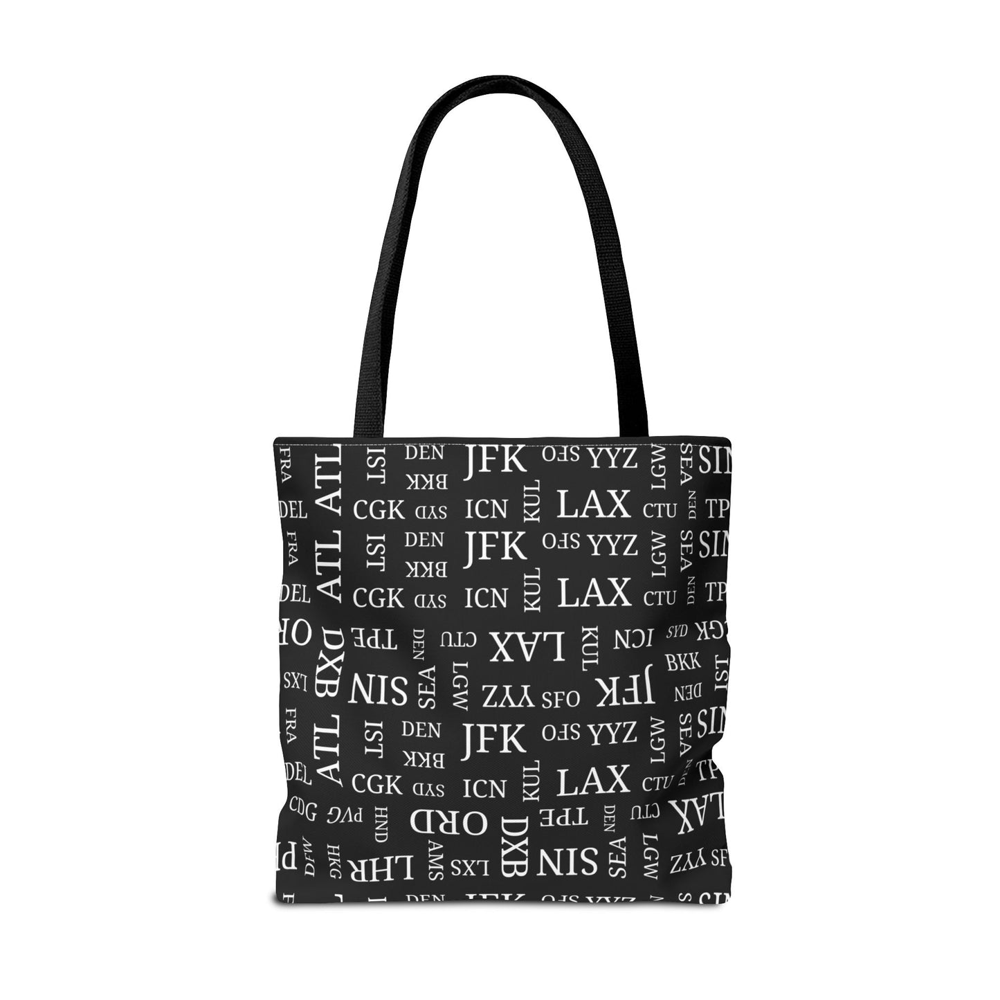 Black, Airport Code Designer Tote Bag Accessory for Travel Lovers