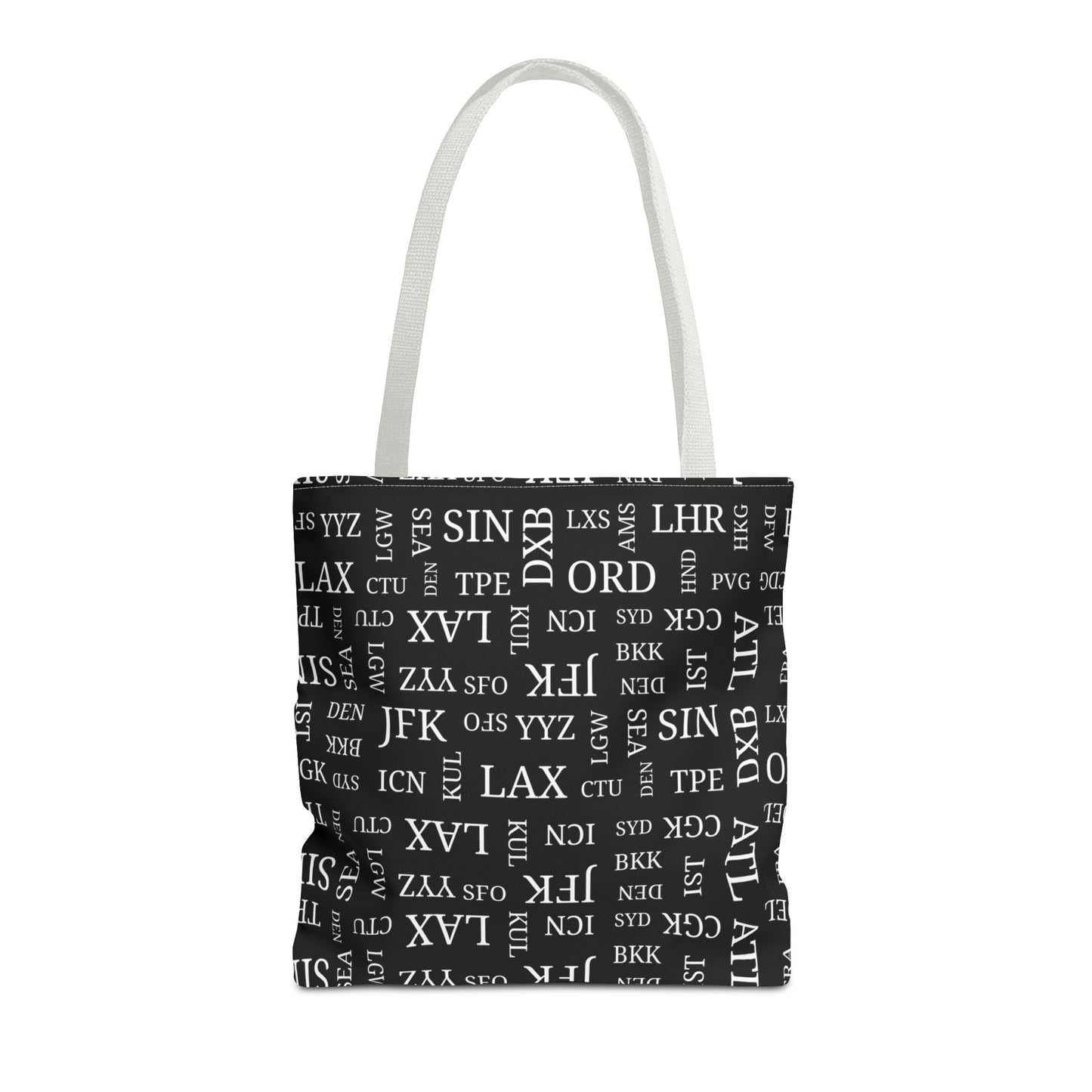 Black, Airport Code Designer Tote Bag Accessory for Travel Lovers