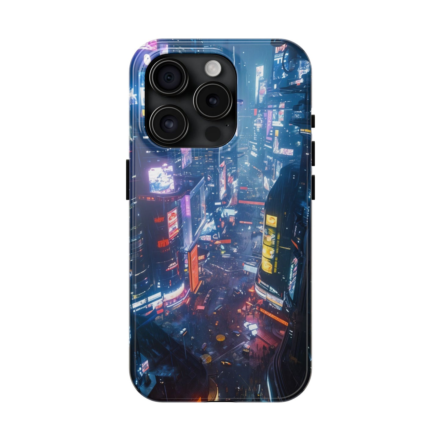 Cyberpunk Tall City, Dystopian Cyberpunk themed Phone Case with Lofi Aesthetic and Robotic Vaporwave Endless Landscape