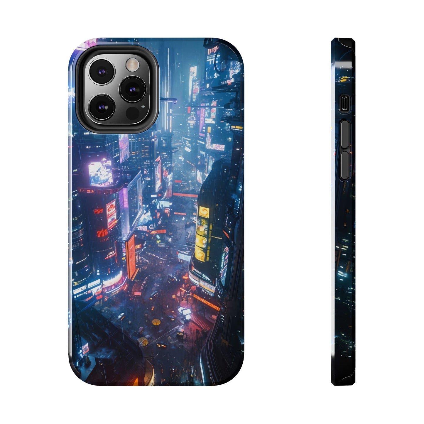 Cyberpunk Tall City, Dystopian Cyberpunk themed Phone Case with Lofi Aesthetic and Robotic Vaporwave Endless Landscape