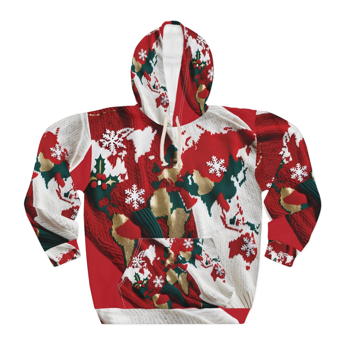 Pullover Hoodie Sweatshirt with Ugly Christmas Sweater Knitted Design #3