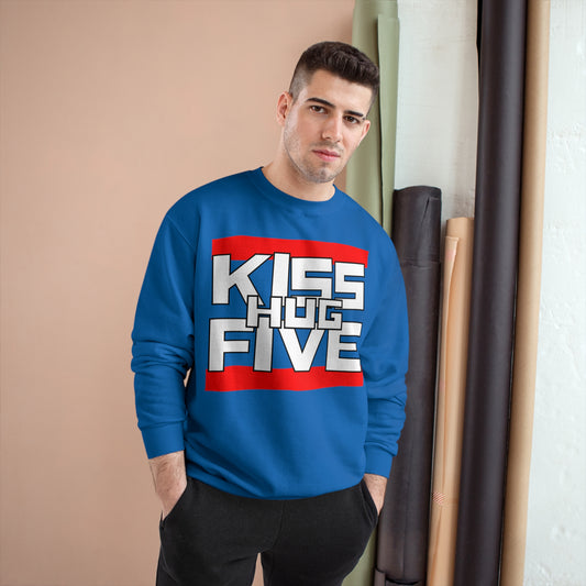 Premium Champion Sweatshirt by KissHugFive Design, Colorful Logo and Front & Back Printing