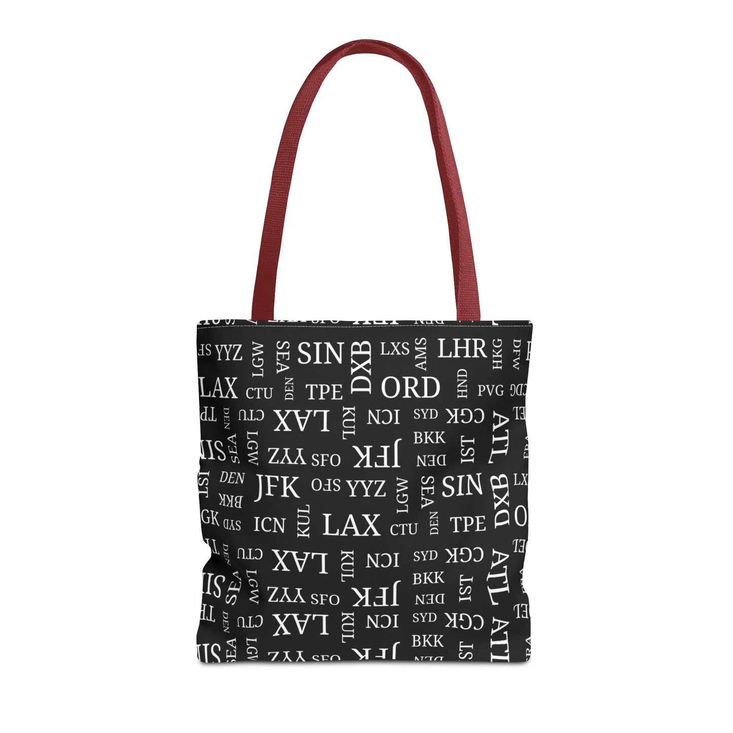 Black, Airport Code Designer Tote Bag Accessory for Travel Lovers