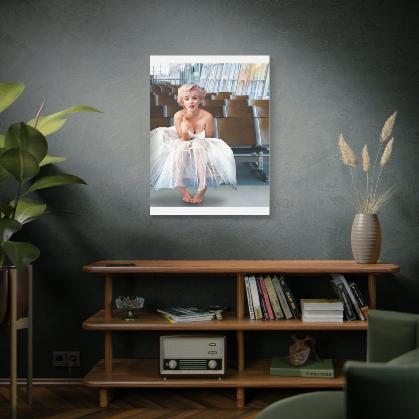 Marilyn Monroe Ballerina at an International Airport Terminal, Matte Canvas, Stretched (Kiss Hug Five)